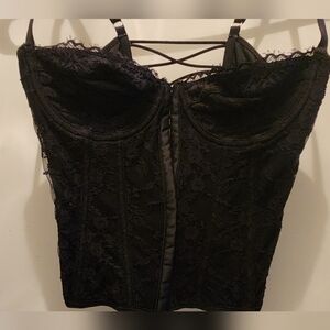 Adore Me Black Lace Bustier Top With Straps